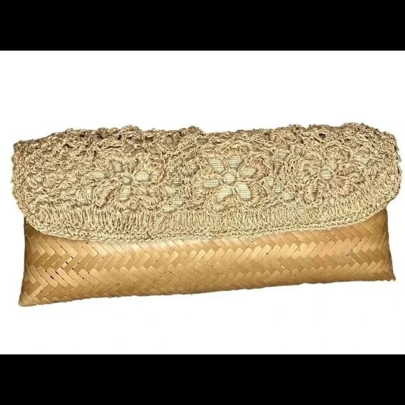 FRANCHI COLLECTION bamboo weaved clutch - Picture 1 of 7